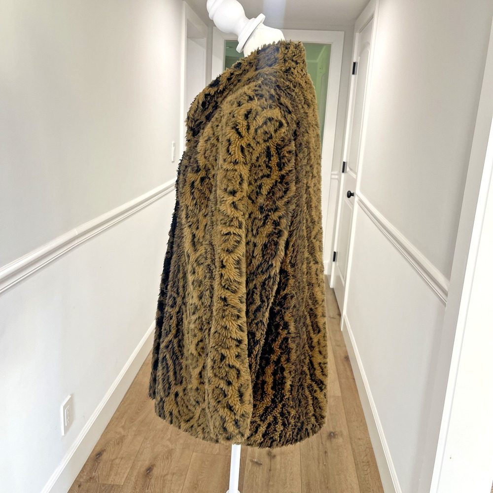 Mariel USA Vintage 80s Faux Fur Animal Print Jacket Coat Mob Wife Leopard Size M - Picture 3 of 14